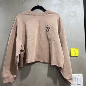 Anine Bing Sand Embroidered Cropped Sweatshirt Be True Be You S Small
